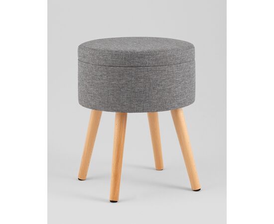 Пуф с ящиком Store Woody рогожка серая, изображение 2 | Интернет магазин мебели и декора LifeDekor
