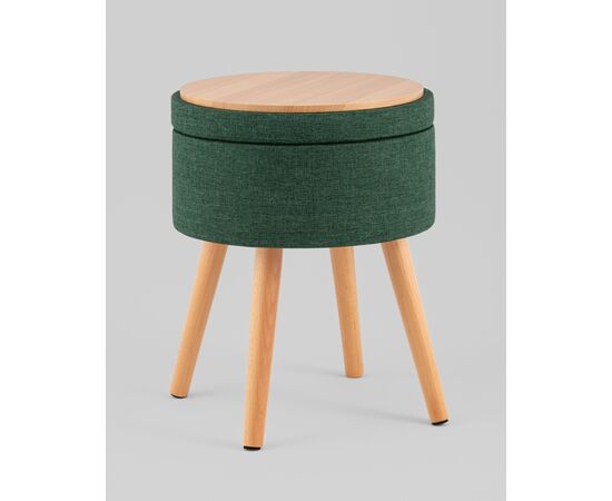 Пуф с ящиком Store Woody рогожка темно-зелёная, изображение 5 | Интернет магазин мебели и декора LifeDekor