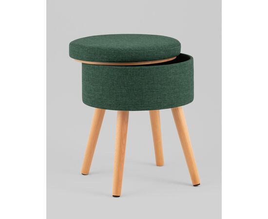 Пуф с ящиком Store Woody рогожка темно-зелёная, изображение 6 | Интернет магазин мебели и декора LifeDekor