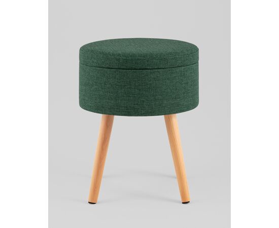 Пуф с ящиком Store Woody рогожка темно-зелёная, изображение 3 | Интернет магазин мебели и декора LifeDekor