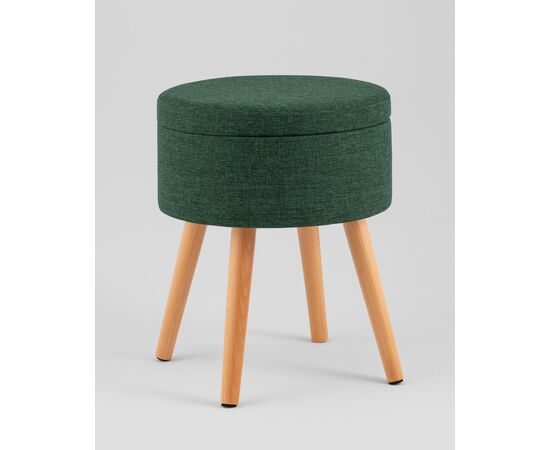 Пуф с ящиком Store Woody рогожка темно-зелёная, изображение 2 | Интернет магазин мебели и декора LifeDekor