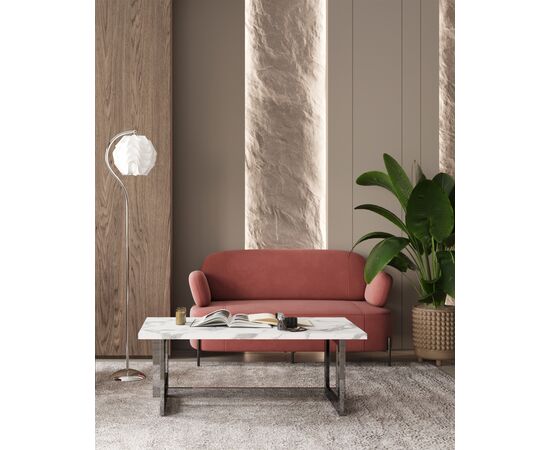 Журнальный столик Нэйтан 122*61 белый мрамор сталь темный хром, изображение 7 | Интернет магазин мебели и декора LifeDekor