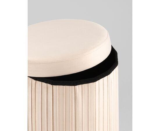 Пуф складной с ящиком Store Round бежевый, изображение 4 | Интернет магазин мебели и декора LifeDekor