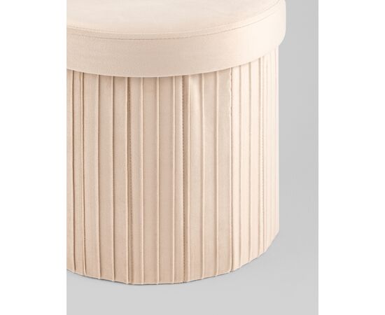 Пуф складной с ящиком Store Round бежевый, изображение 6 | Интернет магазин мебели и декора LifeDekor