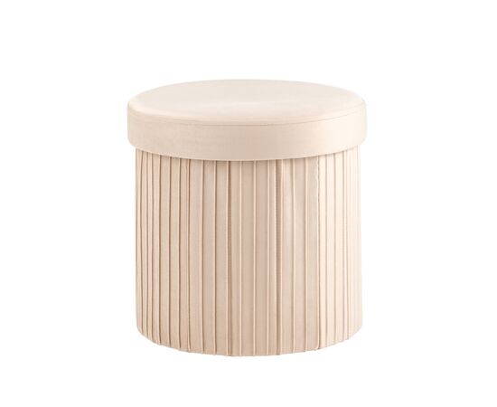 Пуф складной с ящиком Store Round бежевый | Интернет магазин мебели и декора LifeDekor