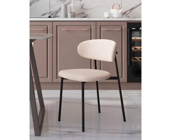 Стул Sevyn букле молочный, изображение 3 | Интернет магазин мебели и декора LifeDekor