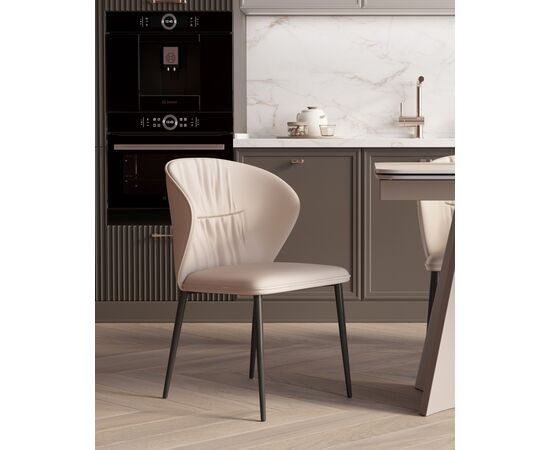 Стул обеденный Deia кремовая экокожа черные ножки, изображение 3 | Интернет магазин мебели и декора LifeDekor