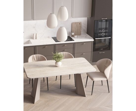 Стул обеденный Deia кремовая экокожа черные ножки, изображение 4 | Интернет магазин мебели и декора LifeDekor