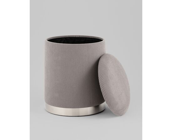 Пуф Эмили с ящиком серебро вельвет серый, изображение 3 | Интернет магазин мебели и декора LifeDekor