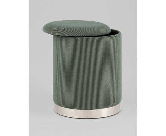 Пуф Эмили с ящиком серебро вельвет зелёный, изображение 5 | Интернет магазин мебели и декора LifeDekor