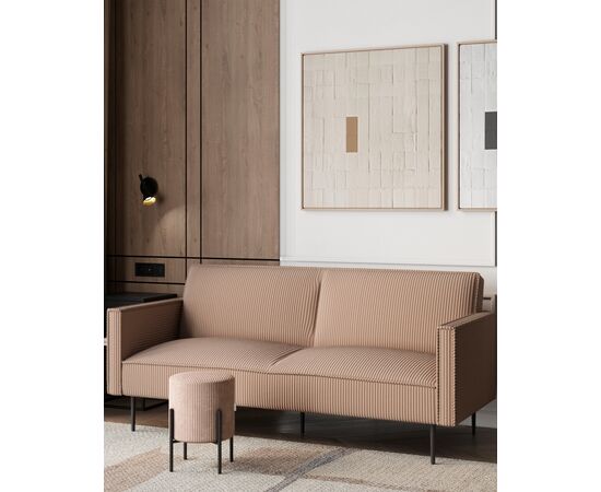 Диван прямой Кассель велюр рельефный бежевый, изображение 3 | Интернет магазин мебели и декора LifeDekor