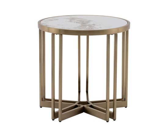 Журнальный столик Алиада 55х55 см светлая керамика сталь шампань | Интернет магазин мебели и декора LifeDekor
