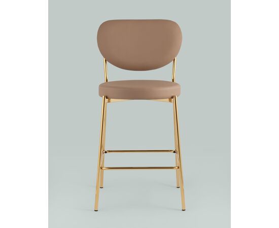 Стул полубарный Барбара NEW экокожа бежевая золотые ножки 2 шт., изображение 3 | Интернет магазин мебели и декора LifeDekor