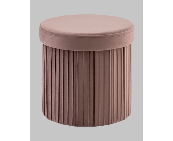 Пуф складной с ящиком Store Round пыльно-розовый, изображение 2 | Интернет магазин мебели и декора LifeDekor