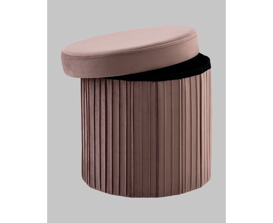 Пуф складной с ящиком Store Round пыльно-розовый, изображение 3 | Интернет магазин мебели и декора LifeDekor