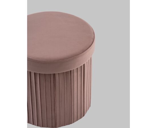 Пуф складной с ящиком Store Round пыльно-розовый, изображение 4 | Интернет магазин мебели и декора LifeDekor