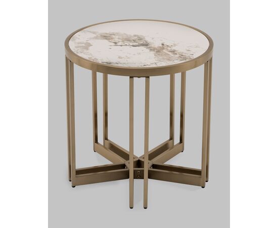 Журнальный столик Алиада 55х55 см светлая керамика сталь шампань, изображение 5 | Интернет магазин мебели и декора LifeDekor