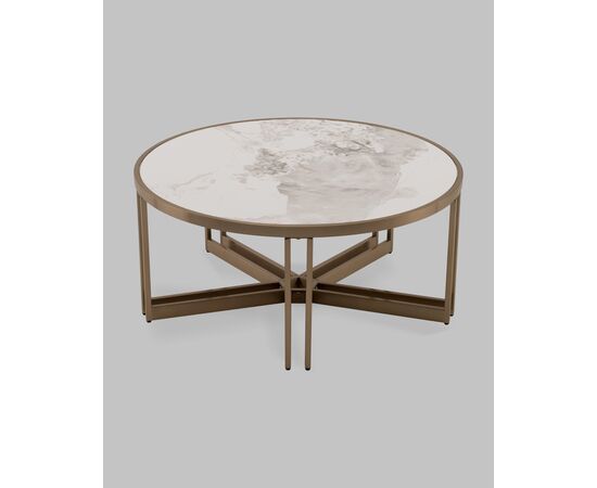 Журнальный столик Алиада 90х90 см светлая керамика сталь шампань, изображение 5 | Интернет магазин мебели и декора LifeDekor