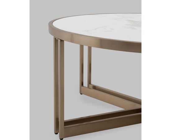 Журнальный столик Алиада 90х90 см светлая керамика сталь шампань, изображение 6 | Интернет магазин мебели и декора LifeDekor
