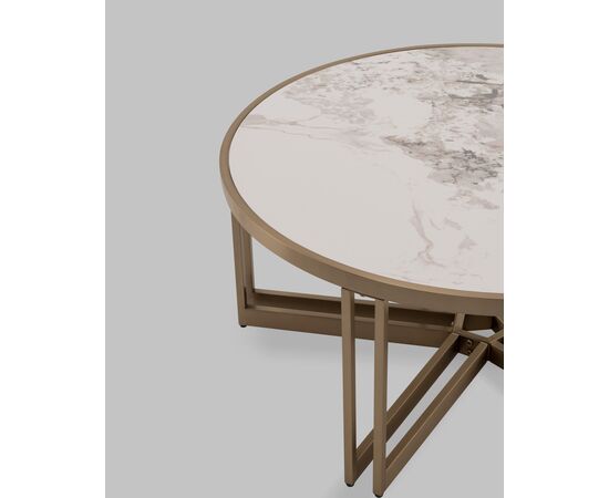 Журнальный столик Алиада 90х90 см светлая керамика сталь шампань, изображение 8 | Интернет магазин мебели и декора LifeDekor