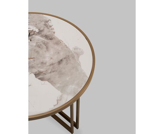 Журнальный столик Алиада 90х90 см светлая керамика сталь шампань, изображение 9 | Интернет магазин мебели и декора LifeDekor