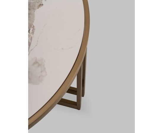 Журнальный столик Алиада 90х90 см светлая керамика сталь шампань, изображение 10 | Интернет магазин мебели и декора LifeDekor