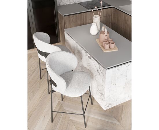 Стул полубарный Блейз букле светло-серый, изображение 3 | Интернет магазин мебели и декора LifeDekor