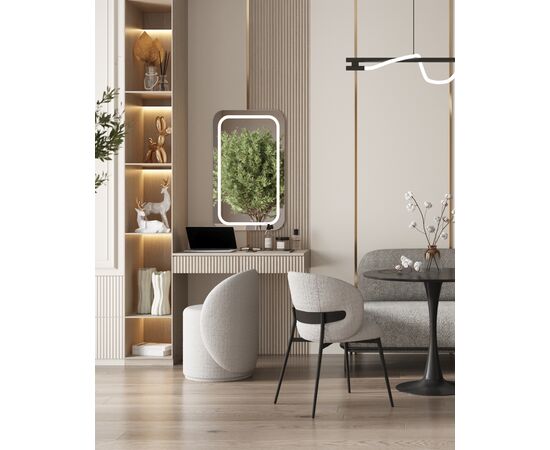 Пуф Loreen вращающийся букле светло-серый, изображение 4 | Интернет магазин мебели и декора LifeDekor