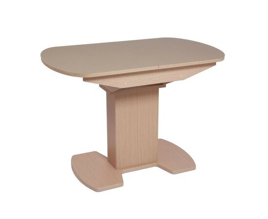 Стол "Корсика 110 " (110/141,5 х 70/стекло MATTE каппучино/пленка Дуб выбеленный/ЛДСП Дуб выбеленный) | Интернет магазин мебели и декора LifeDekor