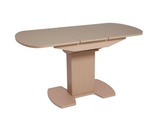 Стол "Корсика 110 " (110/141,5 х 70/стекло MATTE каппучино/пленка Дуб выбеленный/ЛДСП Дуб выбеленный), изображение 2 | Интернет магазин мебели и декора LifeDekor