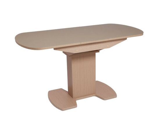 Стол "Корсика 110 " (110/141,5 х 70/стекло MATTE каппучино/пленка Дуб выбеленный/ЛДСП Дуб выбеленный), изображение 3 | Интернет магазин мебели и декора LifeDekor