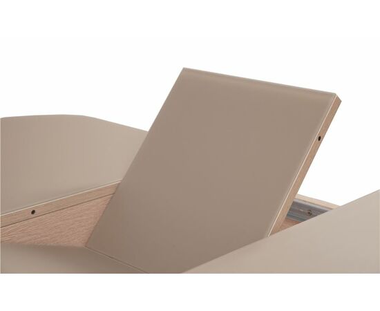 Стол "Корсика 110 " (110/141,5 х 70/стекло MATTE каппучино/пленка Дуб выбеленный/ЛДСП Дуб выбеленный), изображение 4 | Интернет магазин мебели и декора LifeDekor