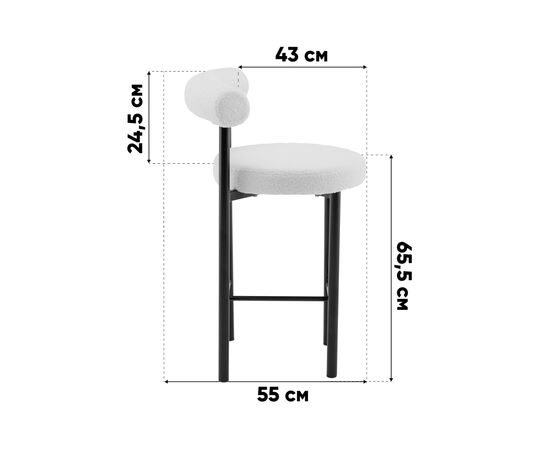 Стул полубарный Флорео букле темно-серый, изображение 10 | Интернет магазин мебели и декора LifeDekor