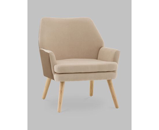 Кресло Харви бежевый с коричневой экокожей деревянные ножки, изображение 2 | Интернет магазин мебели и декора LifeDekor