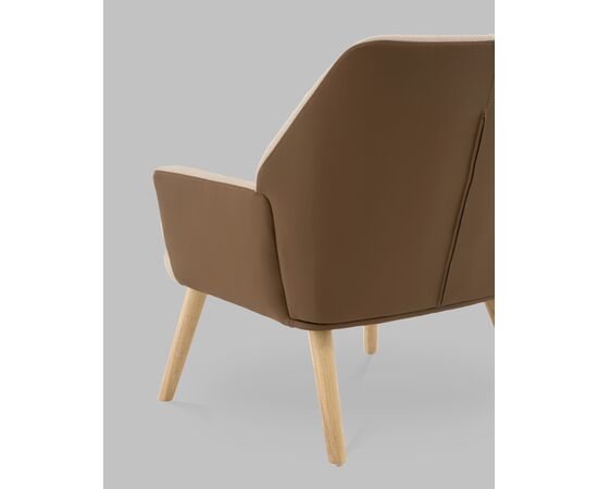 Кресло Харви бежевый с коричневой экокожей деревянные ножки, изображение 7 | Интернет магазин мебели и декора LifeDekor