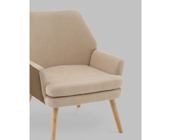 Кресло Харви бежевый с коричневой экокожей деревянные ножки, изображение 8 | Интернет магазин мебели и декора LifeDekor