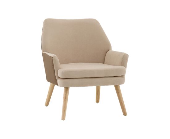 Кресло Харви бежевый с коричневой экокожей деревянные ножки | Интернет магазин мебели и декора LifeDekor