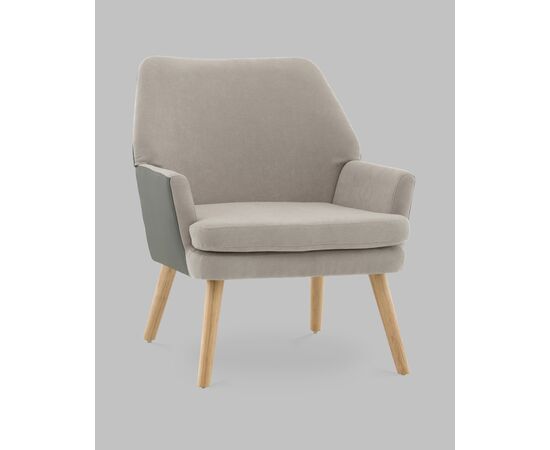 Кресло Харви серый с серой экокожей деревянные ножки, изображение 2 | Интернет магазин мебели и декора LifeDekor