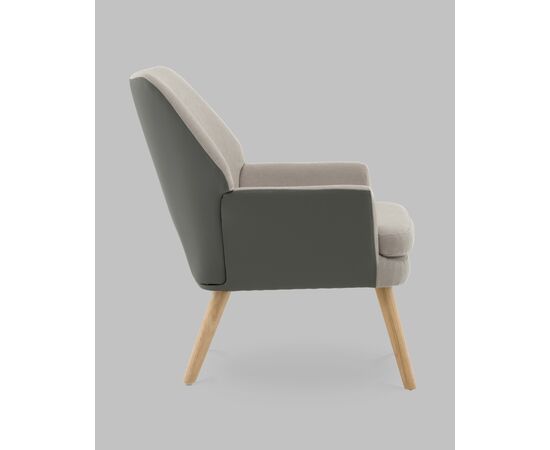 Кресло Харви серый с серой экокожей деревянные ножки, изображение 4 | Интернет магазин мебели и декора LifeDekor