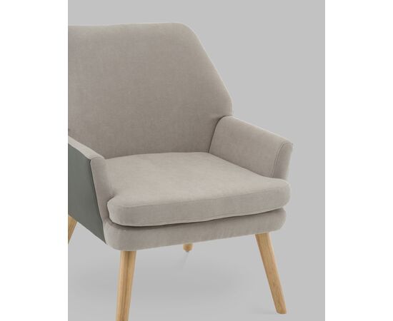 Кресло Харви серый с серой экокожей деревянные ножки, изображение 7 | Интернет магазин мебели и декора LifeDekor