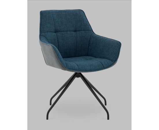 Кресло вращающееся Кимберли рогожка/замша синий, изображение 2 | Интернет магазин мебели и декора LifeDekor