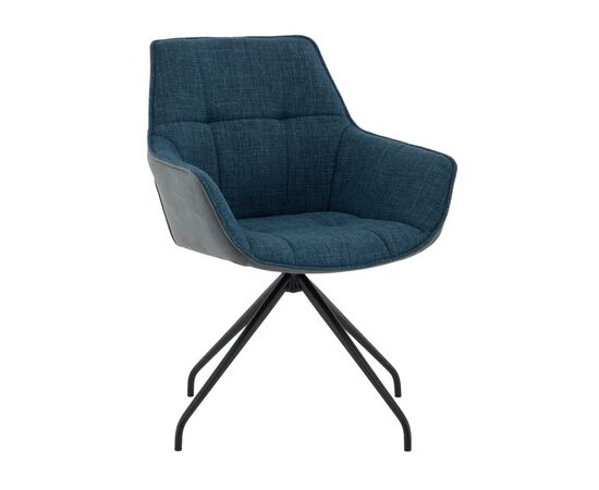 Кресло вращающееся Кимберли рогожка/замша синий | Интернет магазин мебели и декора LifeDekor