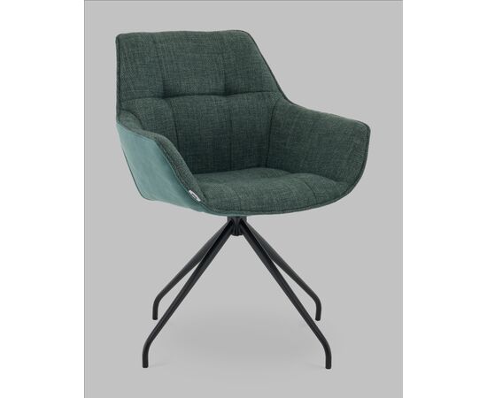 Кресло вращающееся Кимберли рогожка/замша зеленый, изображение 2 | Интернет магазин мебели и декора LifeDekor