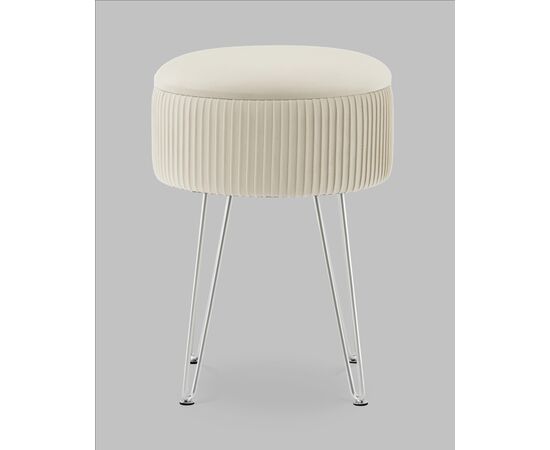 Пуф Астор бежевый серебряные ножки, изображение 3 | Интернет магазин мебели и декора LifeDekor