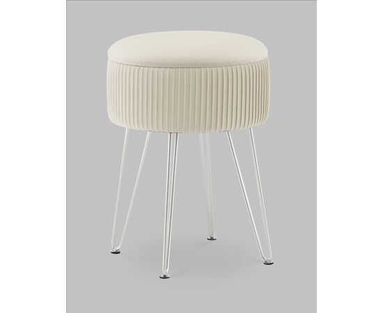 Пуф Астор бежевый серебряные ножки, изображение 2 | Интернет магазин мебели и декора LifeDekor