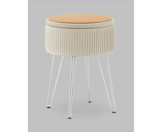 Пуф Астор бежевый серебряные ножки, изображение 4 | Интернет магазин мебели и декора LifeDekor