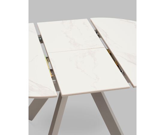 Стол круглый Миндель D100 столешница керамика белый глянец, основание металл латте, изображение 10 | Интернет магазин мебели и декора LifeDekor