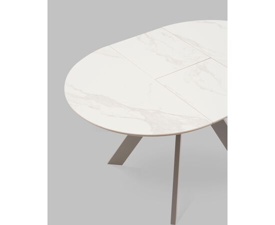 Стол круглый Миндель D100 столешница керамика белый глянец, основание металл латте, изображение 8 | Интернет магазин мебели и декора LifeDekor