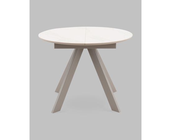 Стол круглый Миндель D100 столешница керамика белый глянец, основание металл латте, изображение 4 | Интернет магазин мебели и декора LifeDekor