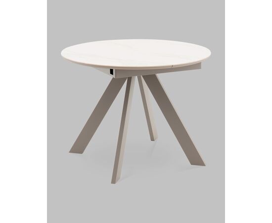 Стол круглый Миндель D100 столешница керамика белый глянец, основание металл латте, изображение 2 | Интернет магазин мебели и декора LifeDekor